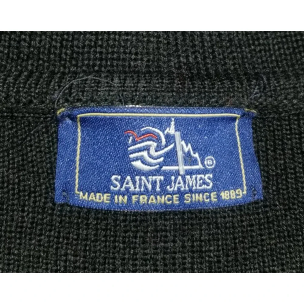 VINTAGE Womens Sweater/Jacket-SAINT JAMES-FRANCE-black wool Old Money Classic-M